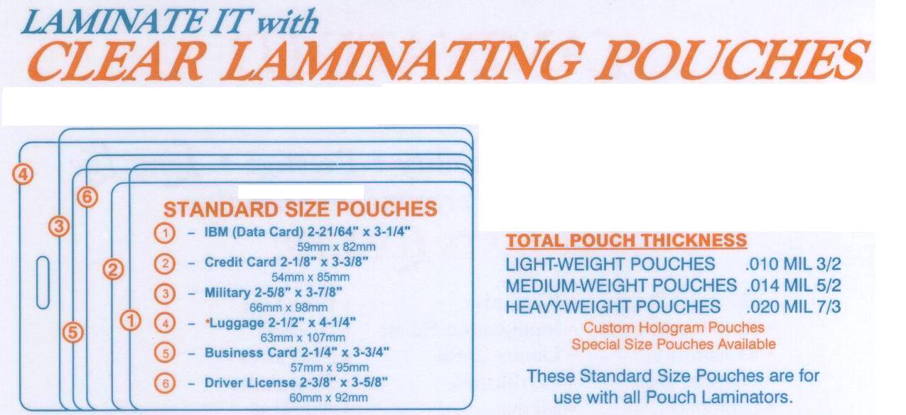 Card Size 25 pk Hot Laminating Pouches Laminator Sheets 7 mil 2-1/4 x 3-3/4 